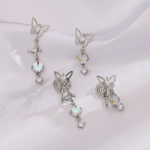 Moonstone Butterfly Earrings Long Light Luxury Asymmetric