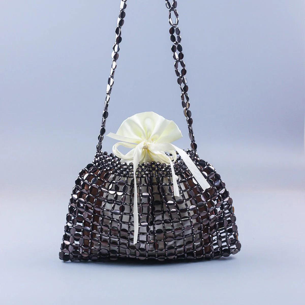 Handmade Flat Beads Woven Large Dumpling Fashion Trendy One-shoulder Handbag