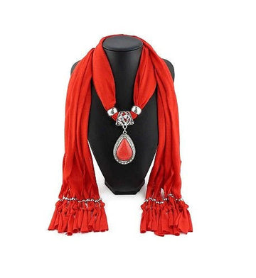 Women Scarf with Necklace Jewellery