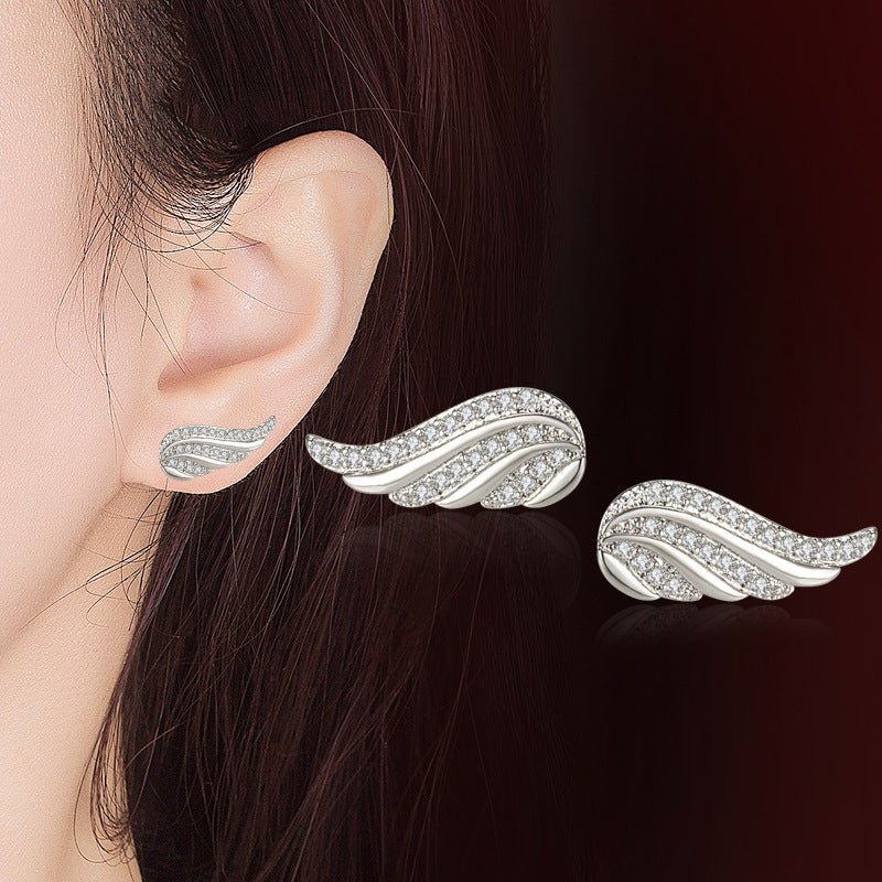 Angel Wing Ear Studs Wings Shape Micro-inlaid