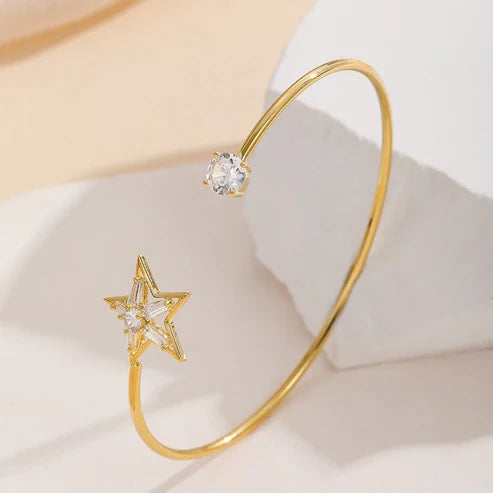 Fashion Women's Bracelet Five-pointed Star Copper Inlaid Zircon