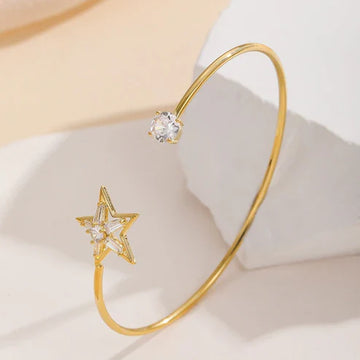 Fashion Women's Bracelet Five-pointed Star Copper Inlaid Zircon