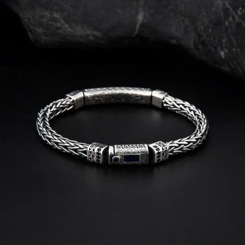 Sterling Silver Hand-woven Inlaid Zircon Hemp Rope Bracelet